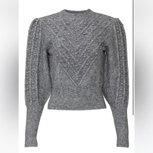 THE KOOPLES Womens Grey Chevron Popcorn Knit Sweater